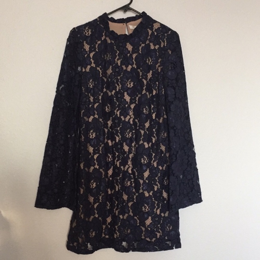 Wayf Long sleeve navy lace dress